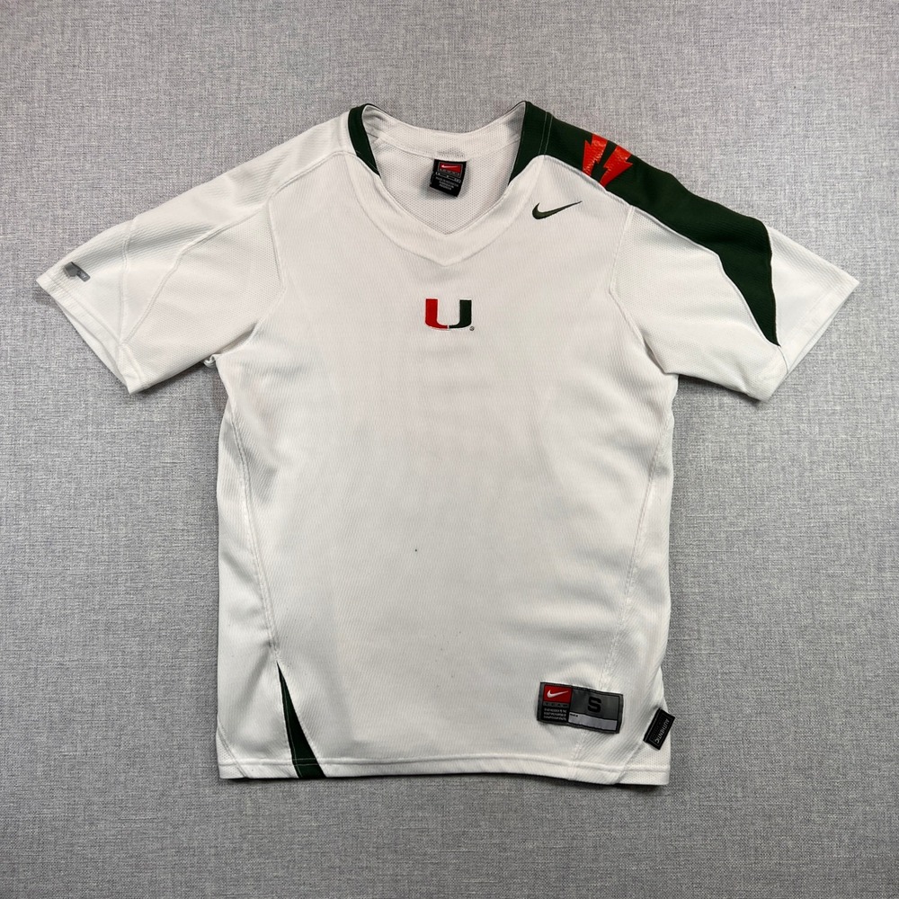 VTG Y2K Nike Team Miami Hurricanes Jersey Men Small White Collegiate Training